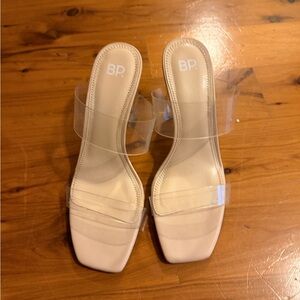 BP Women's Heels with Clear Straps - Cream